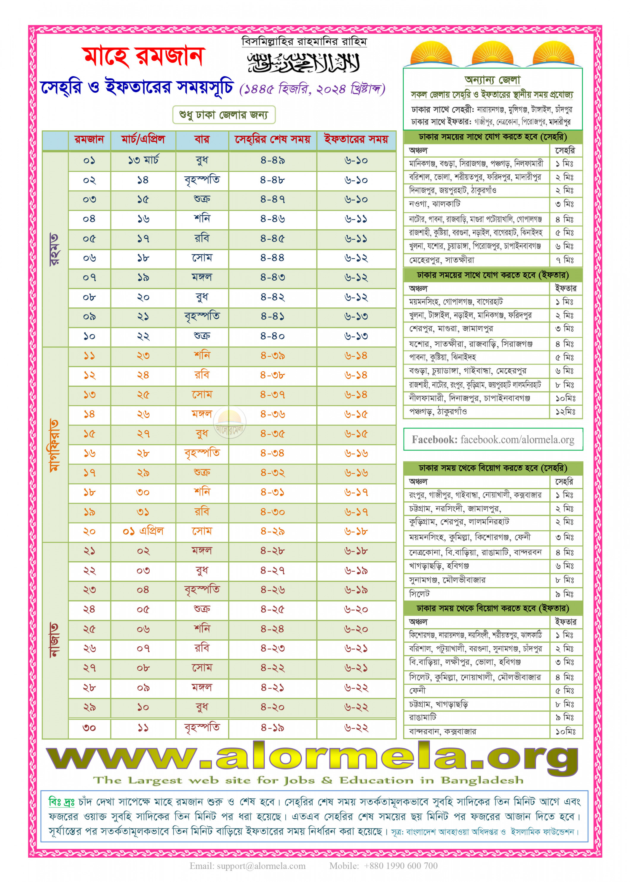 Ramadan Calendar , Hijri  - Alormela