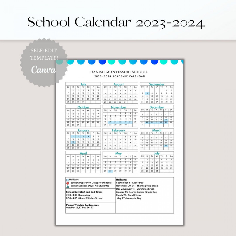 School Calendar   Perfect for Preschool Daycare or - Etsy