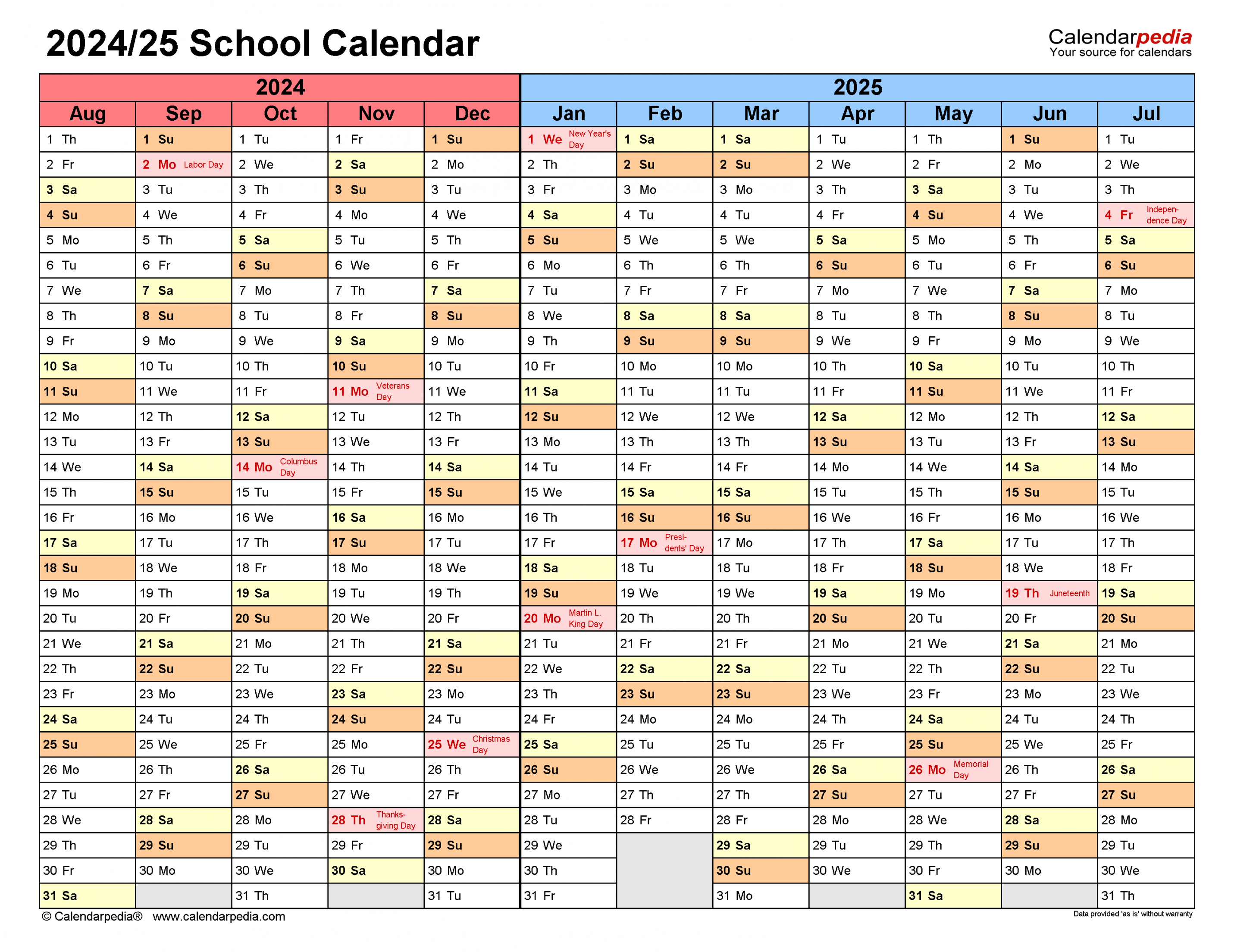 School Calendars / - Free Printable PDF templates