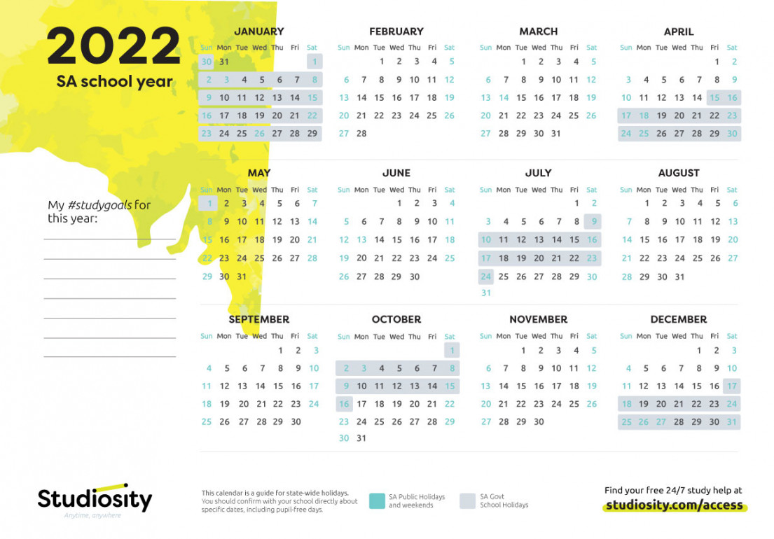 School terms and public holiday dates for SA in   Studiosity