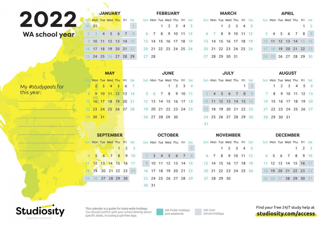 School terms and public holiday dates for WA in Studiosity