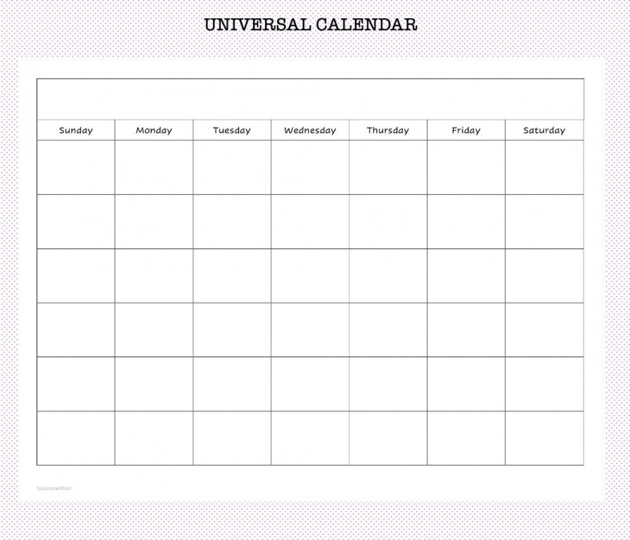 Universal Monthly Calendar
