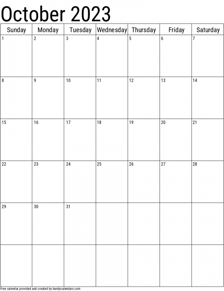 Vertical  Calendar Templates - Handy Calendars