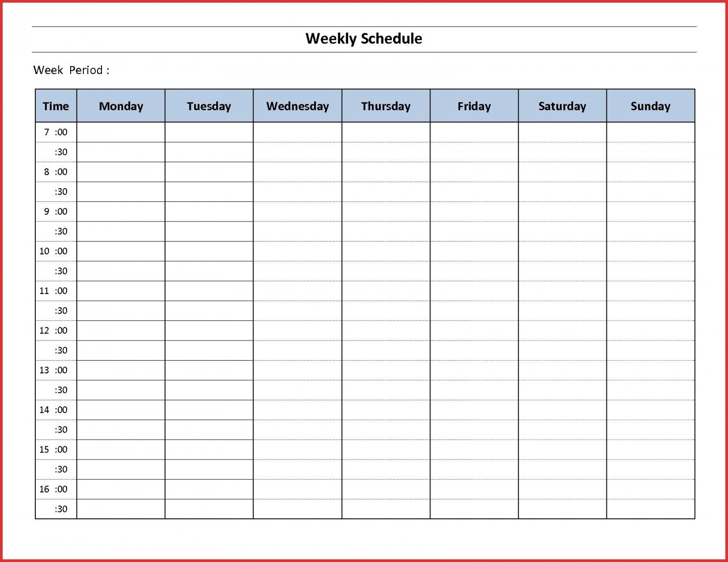 Week Calendar Template Pdf  Calendar template, Timetable