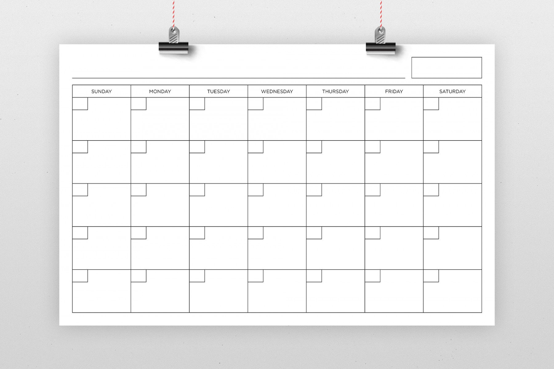 x Inch Blank Calendar  X  Printable - Etsy