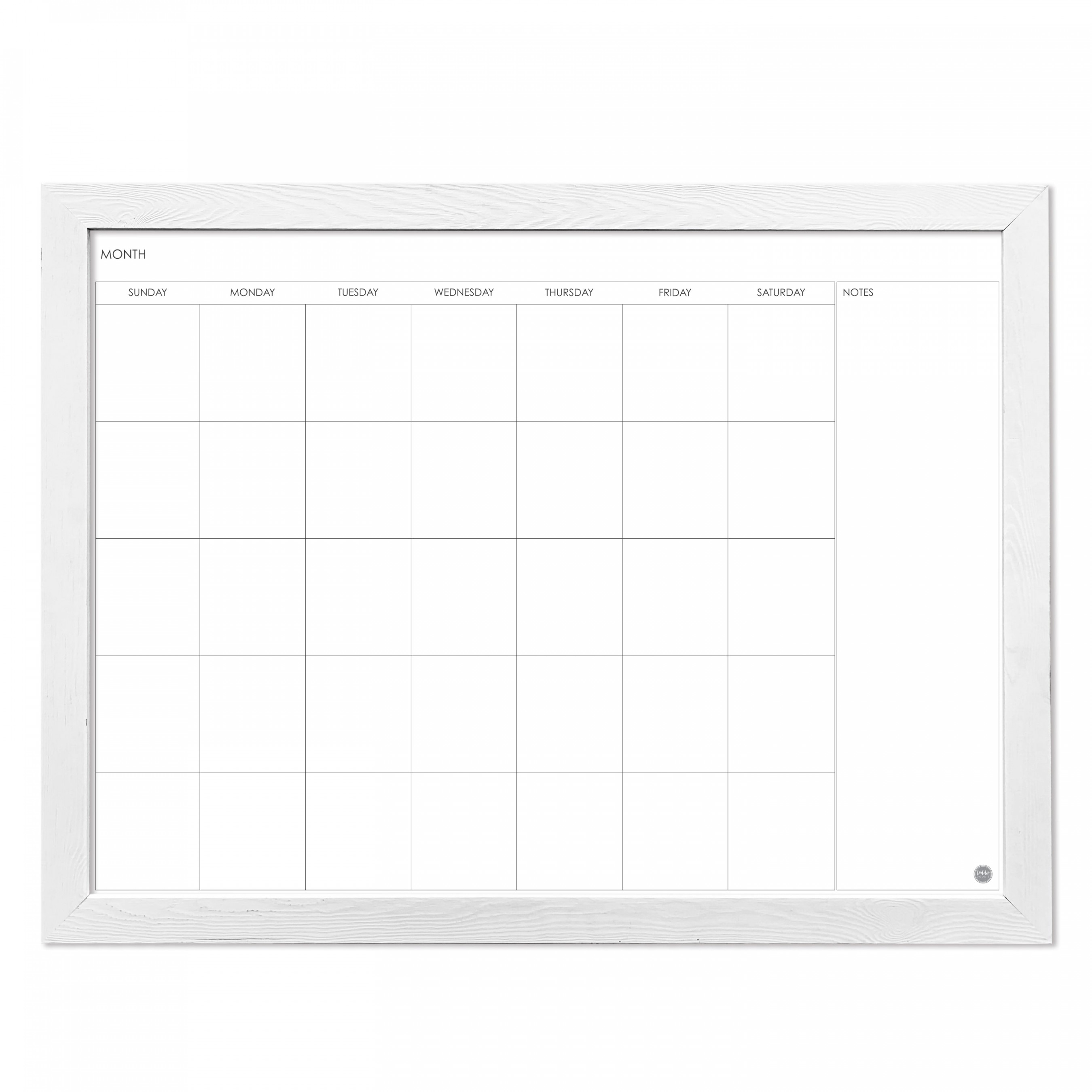 x Magnetic Dry Erase Calendar- Whitewash Wood Frame