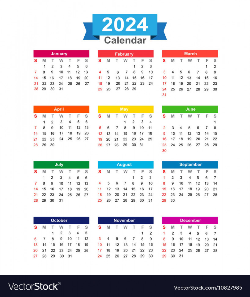year calendar isolated on white background Vector Image