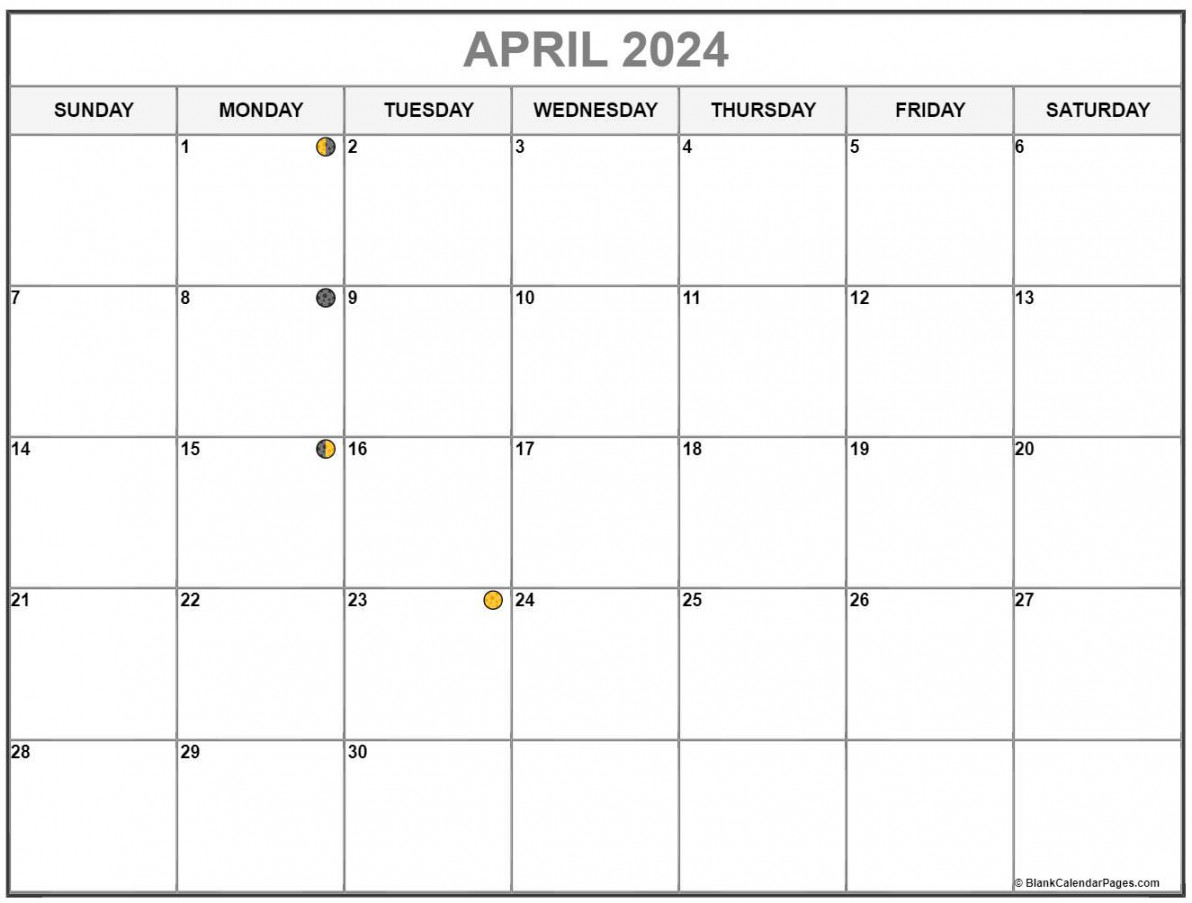 April  Lunar Calendar  Moon Phase Calendar