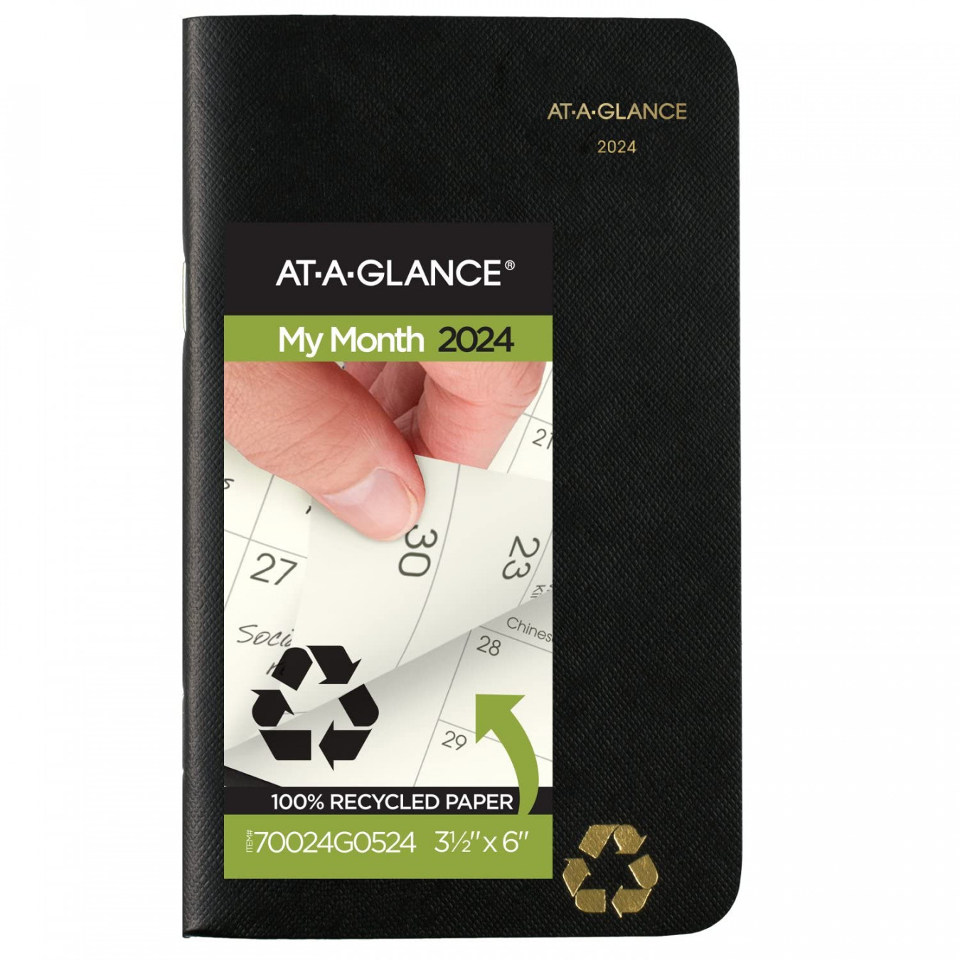 AT-A-GLANCE - Pocket Calendar,  Year Planner, -/" x ", Pocket  Size, Recycled, Black (7004G054)