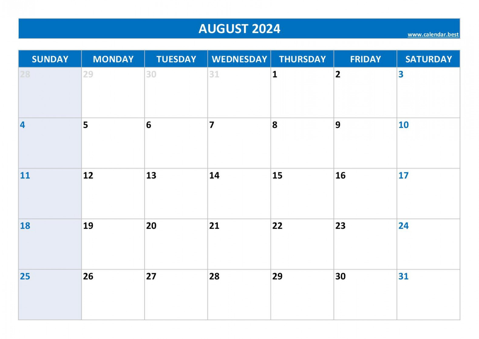 August  calendar -Calendar