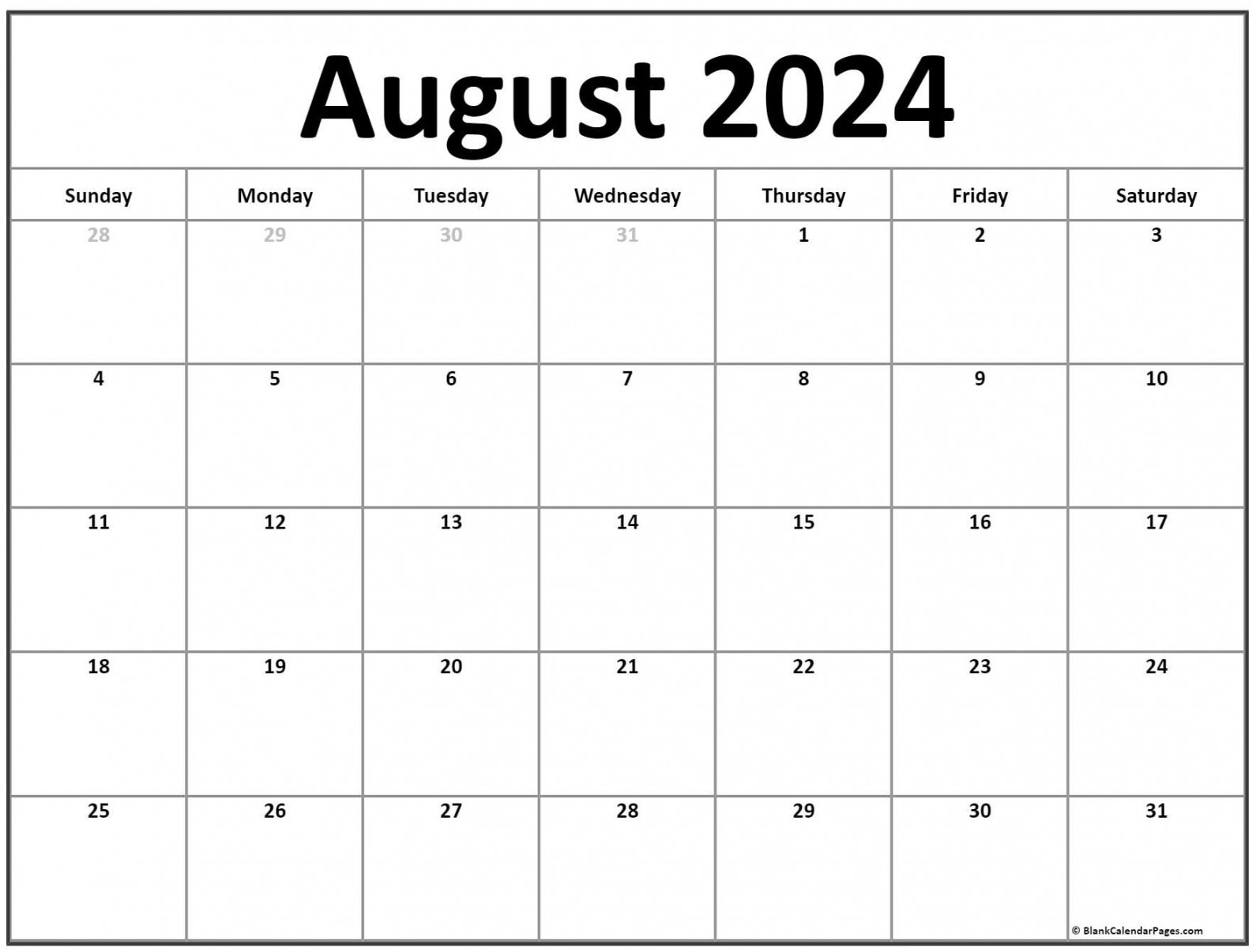 August  calendar  free printable calendar