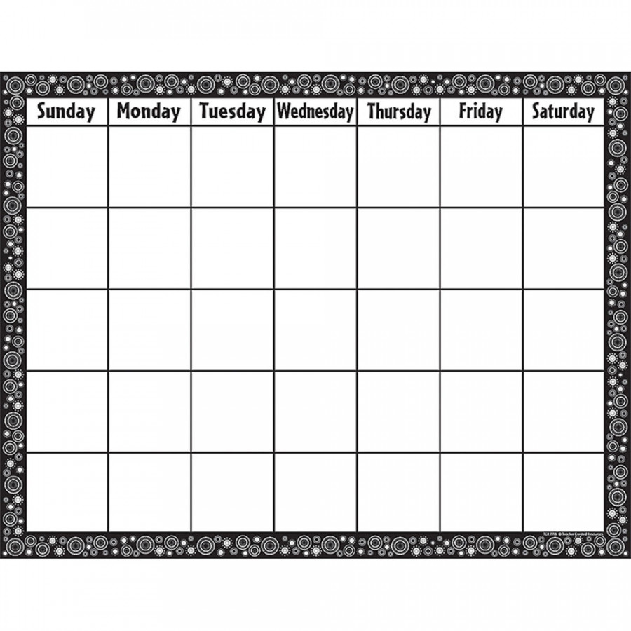 Black & White Crazy Circles Calendar Chart