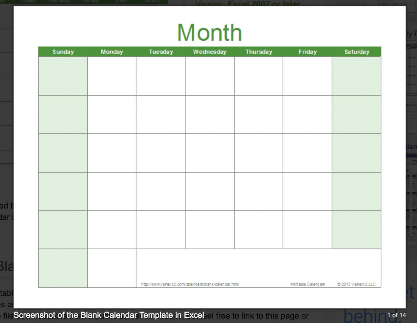 Calendar Template By Vertex  Blank monthly calendar template