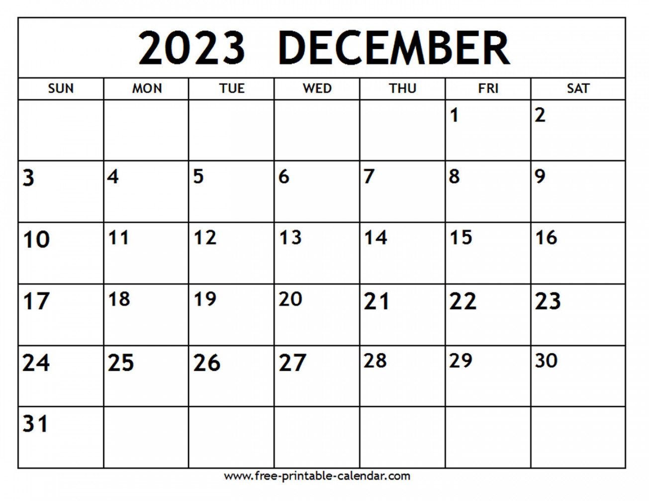 December  Calendar - Free-printable-calendar