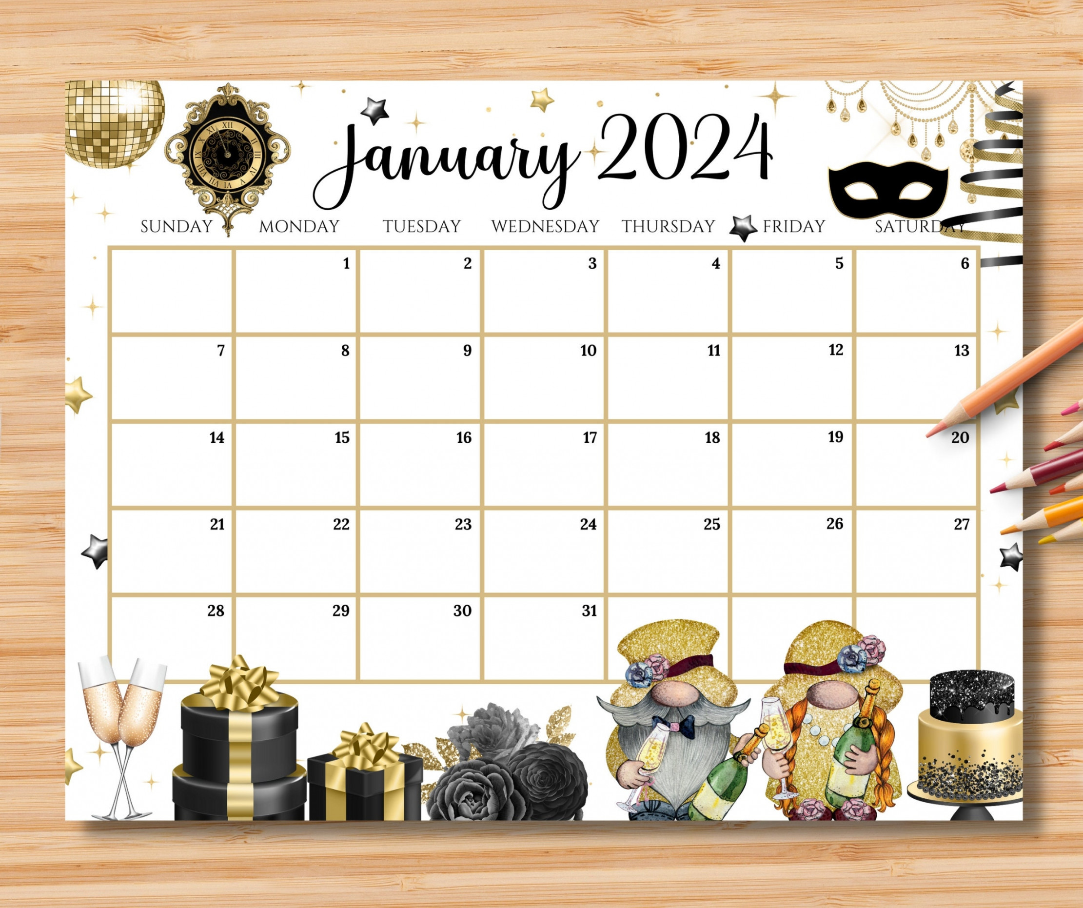 EDITABLE January  Calendar New Year Celebration Planner - Etsy