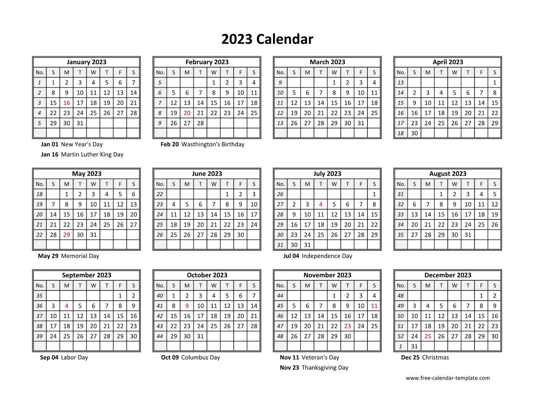 Free Calendar Template  and