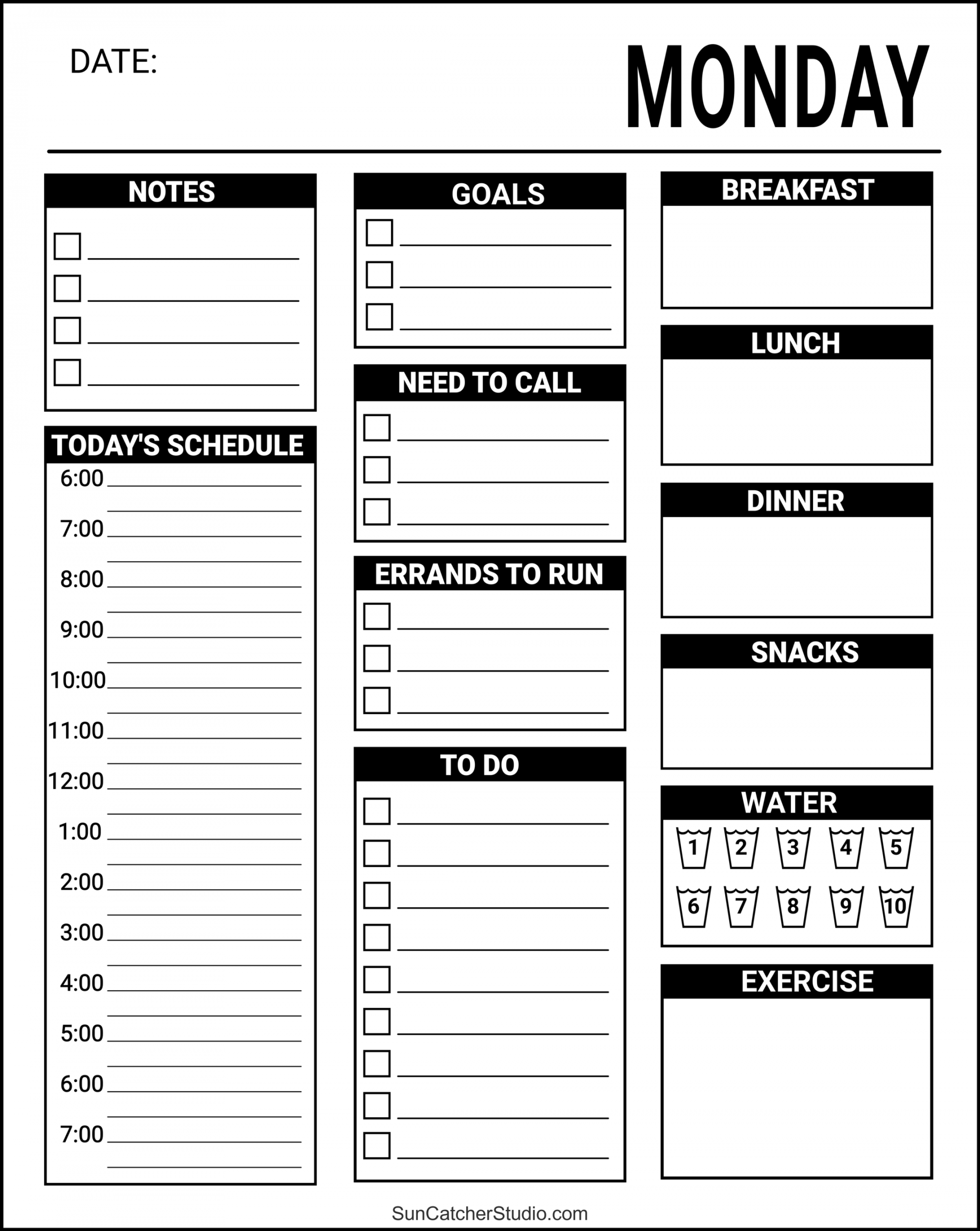 Free Printable Daily Planner Templates PDF format – DIY Projects