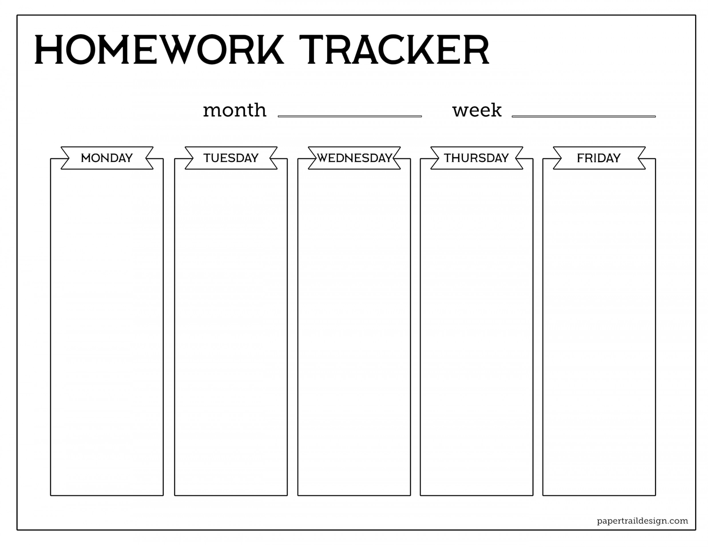 Free Printable Student Homework Planner Template - Paper Trail Design