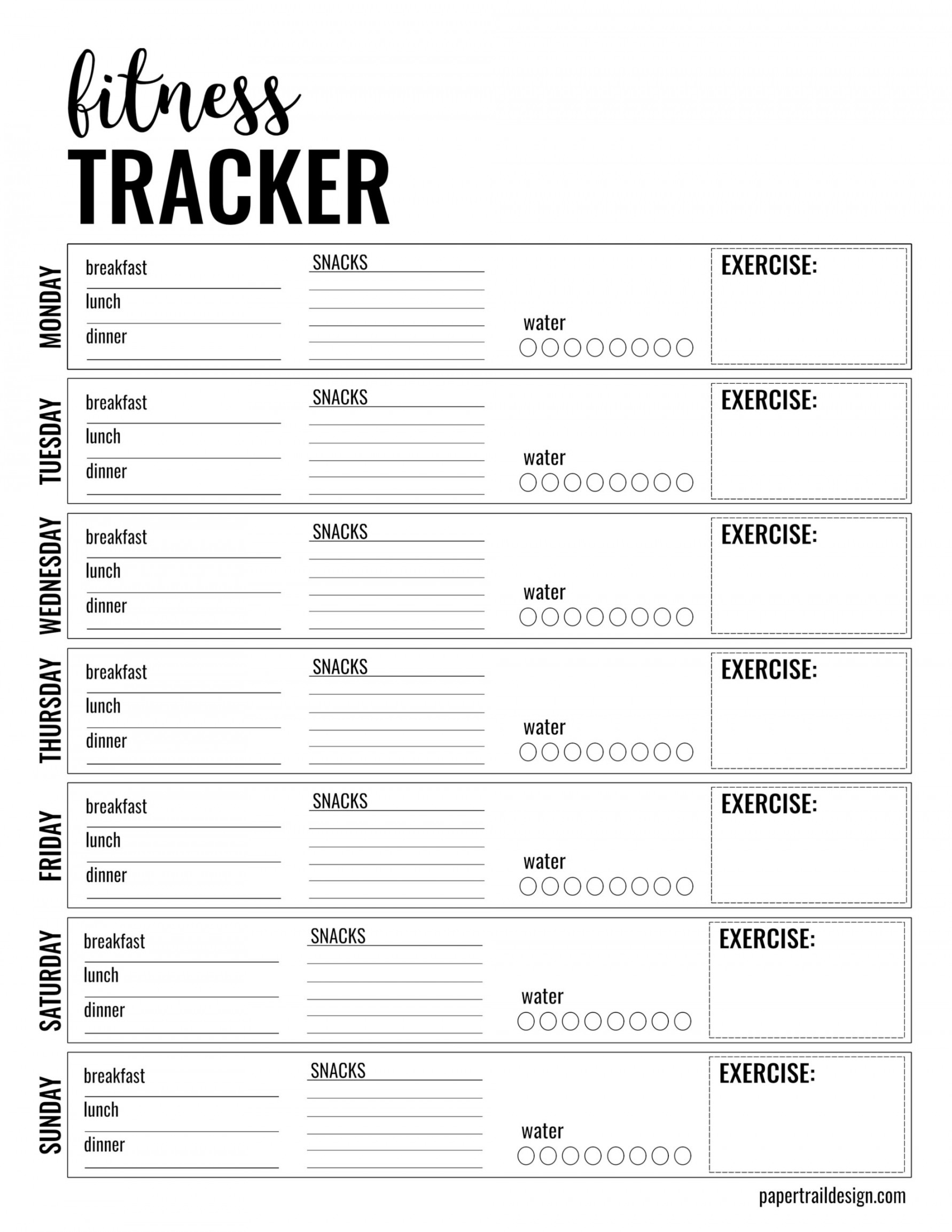 Health & Fitness Tracker Free Printable Planner Page - Paper Trail