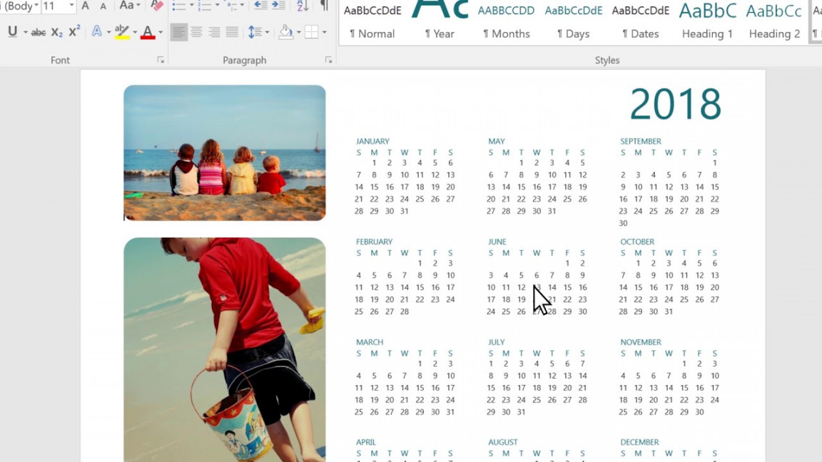 How To Change Year On Microsoft Word Calendar Template?