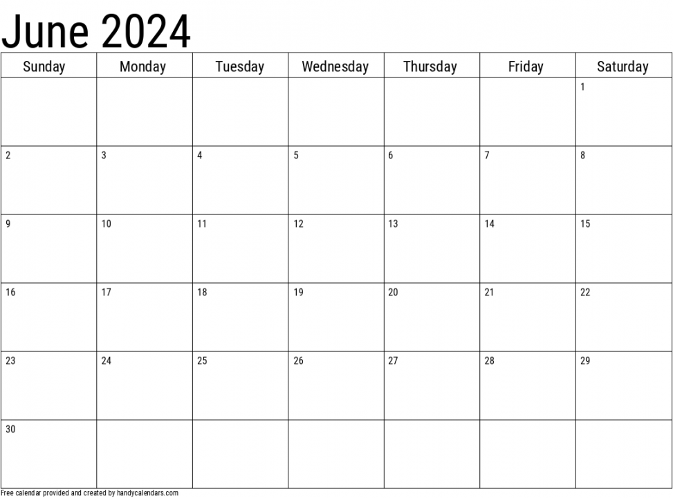 June Calendars - Handy Calendars