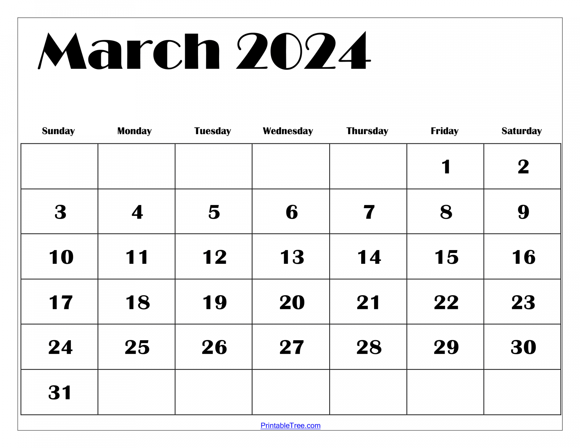 March  Calendar Printable PDF with Holidays Template Free