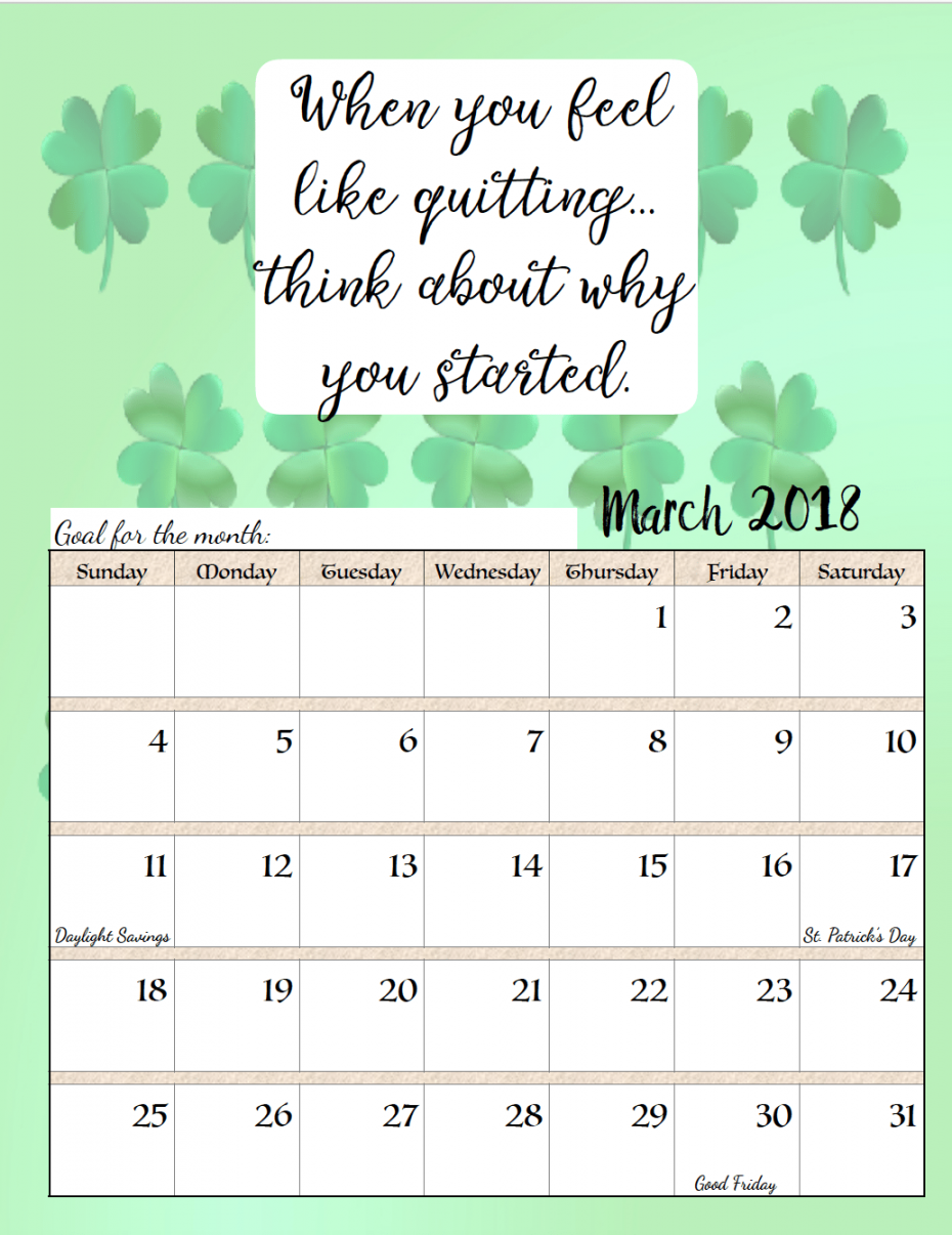 March  Calendar With Quotes  Free printable calendar