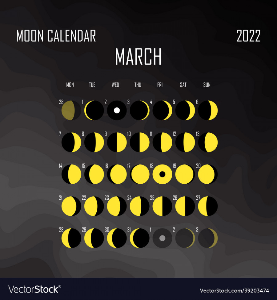 March  moon calendar astrological Royalty Free Vector