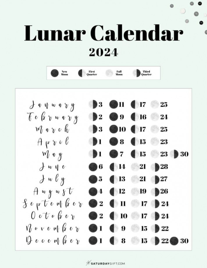 Moon Phase Calendar - Cute & Free Printable  Lunar Calendar