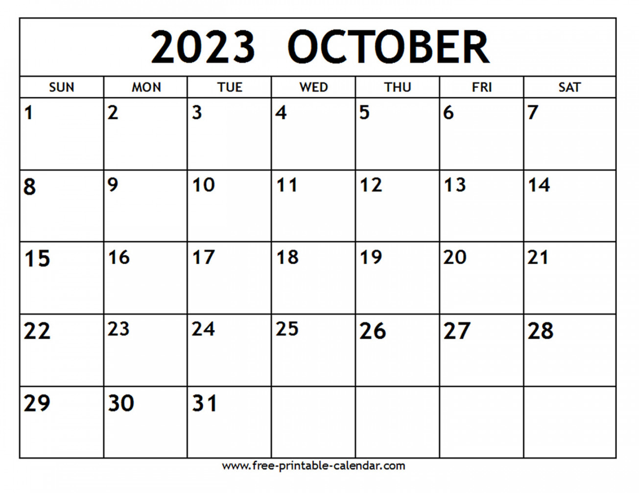 October  Calendar - Free-printable-calendar