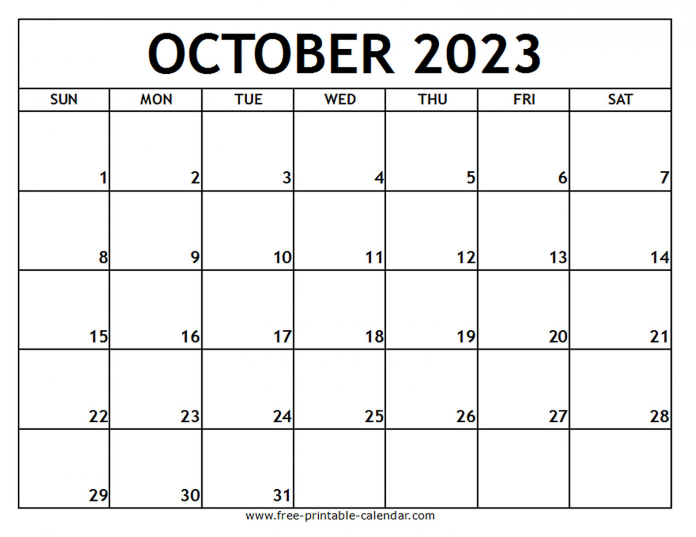 October  Printable Calendar - Free-printable-calendar