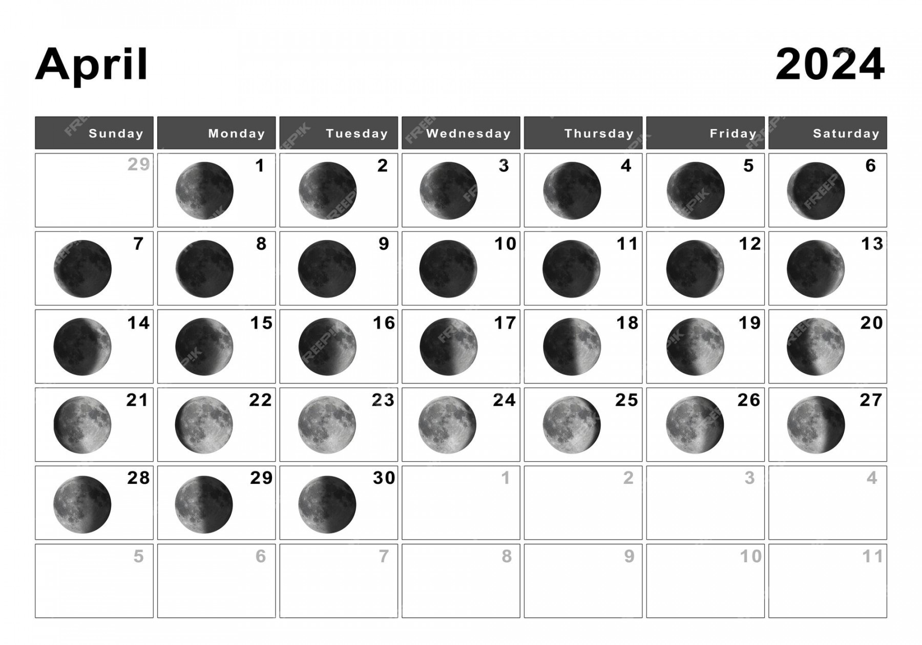 Premium Photo  April  lunar calendar, moon cycles, moon phases
