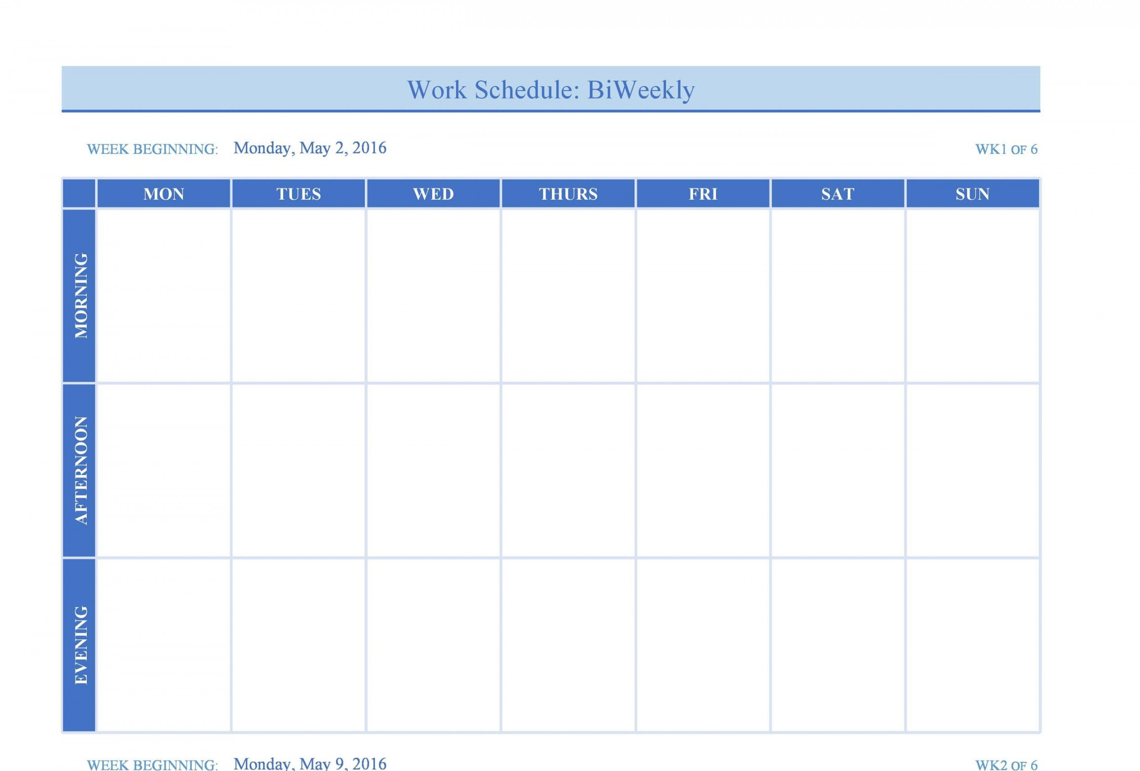Printable Blank Weekly Calendar Template - Printable Templates Free