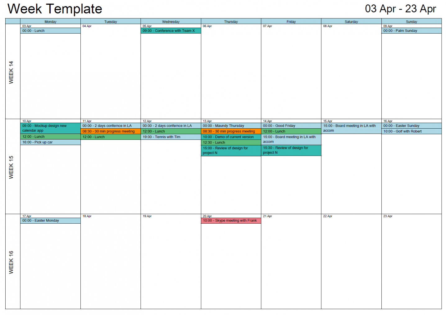 Printable calendar from Outlook