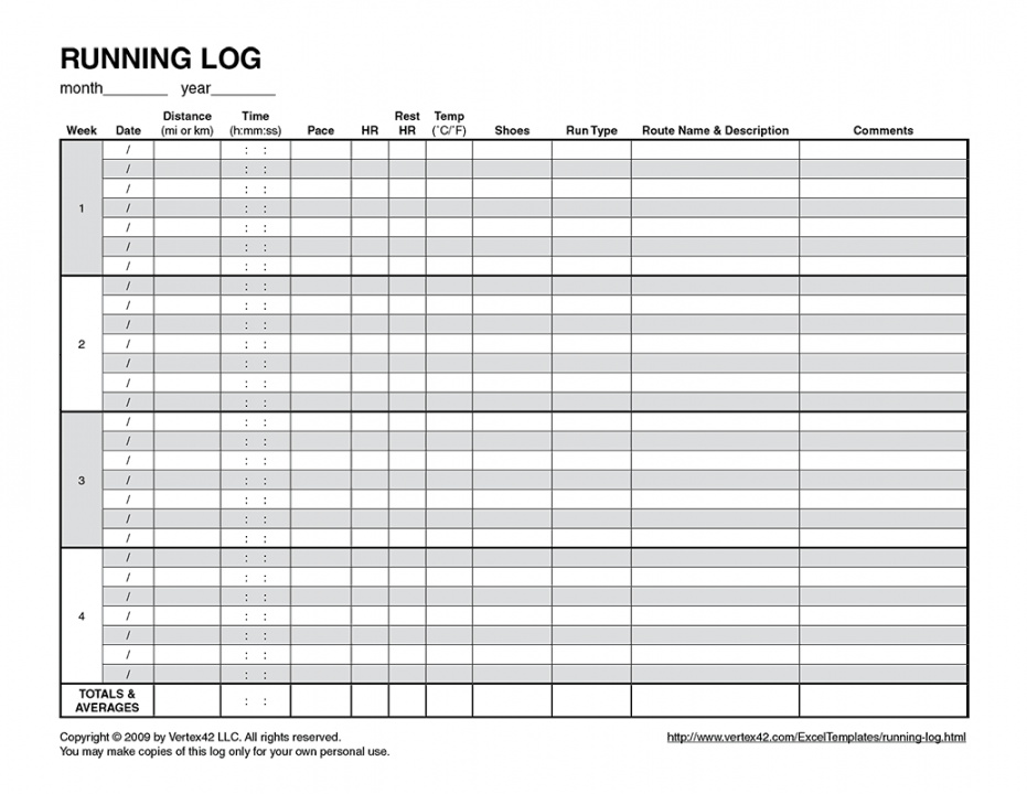 Running Log Template  Running schedule, Diy running, Running plan