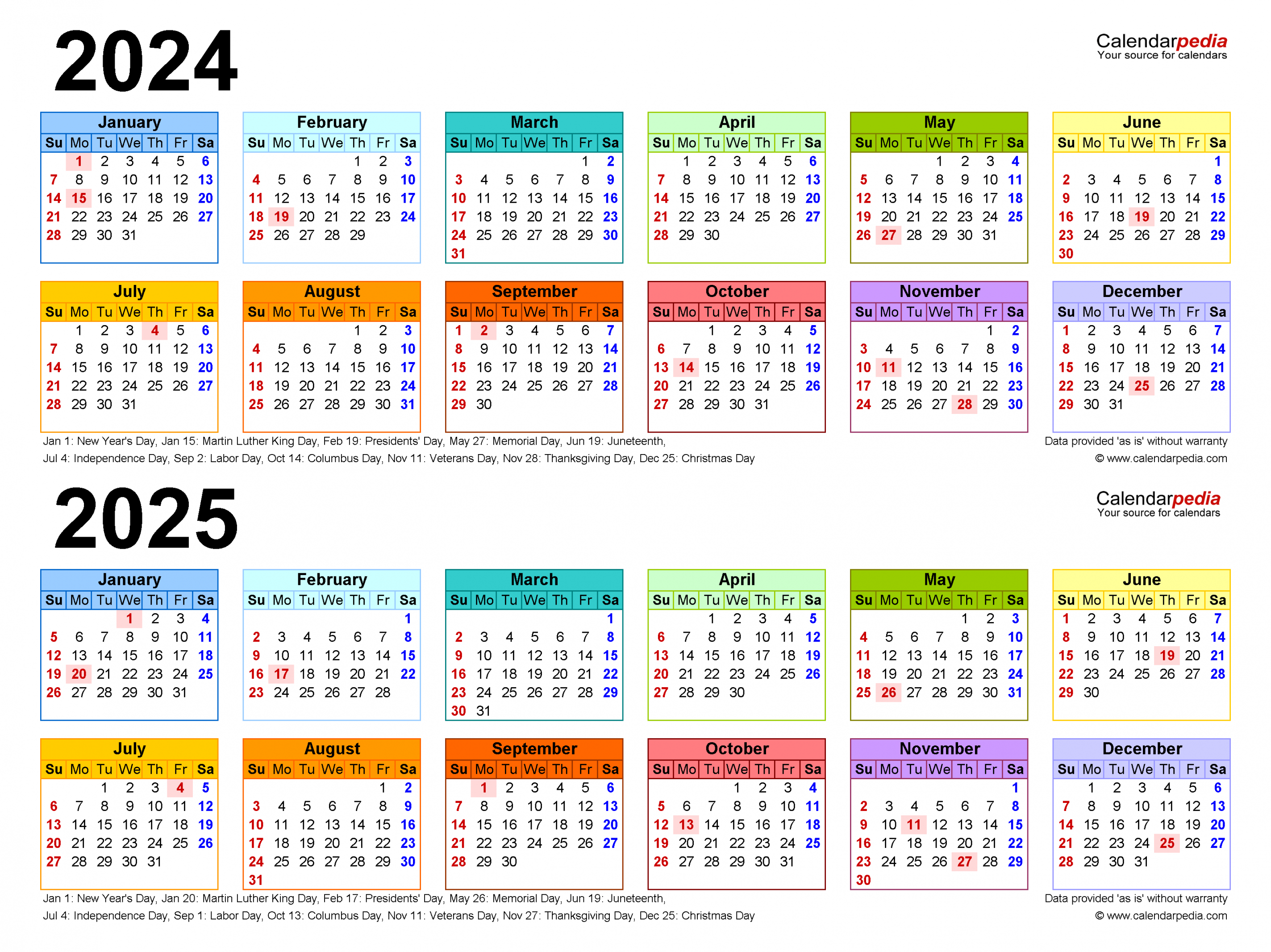 - Two Year Calendar - Free Printable PDF Templates