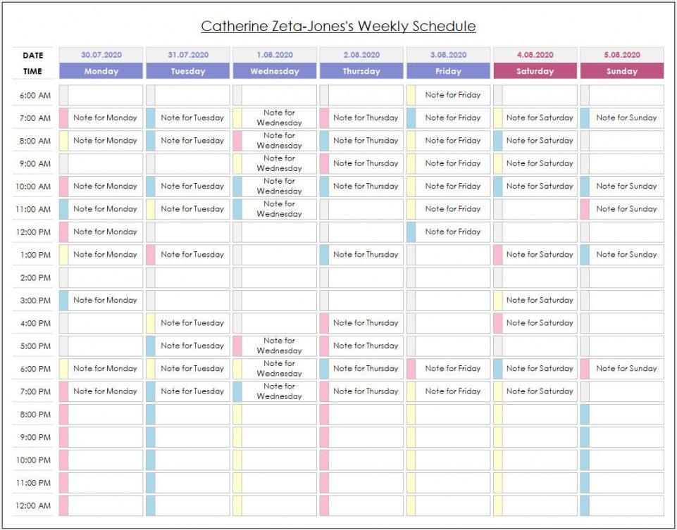 Weekly Schedule Excel Template Planner Template Excel Schedule
