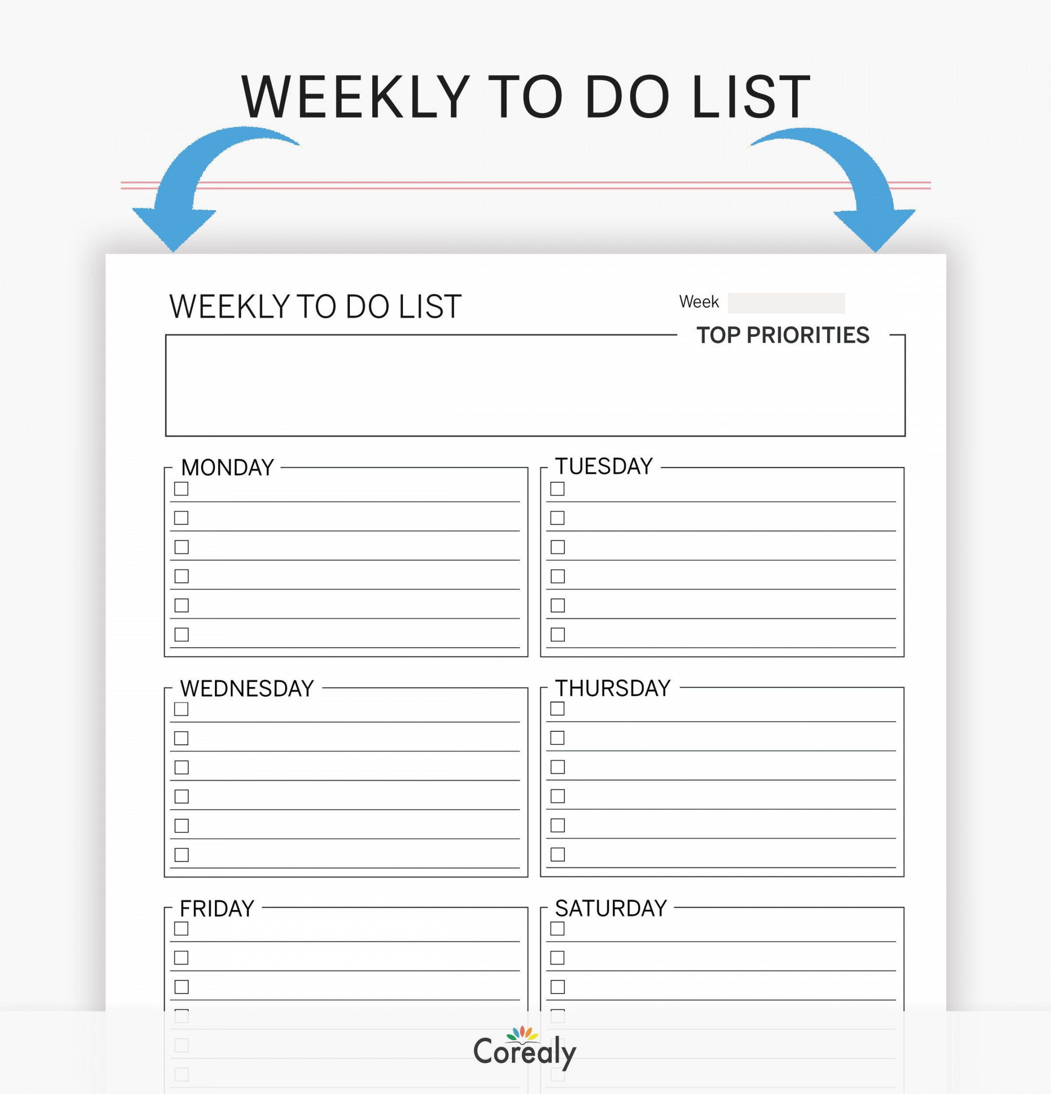 Weekly to Do List Printable PDF Template Fillable Weekly - Etsy