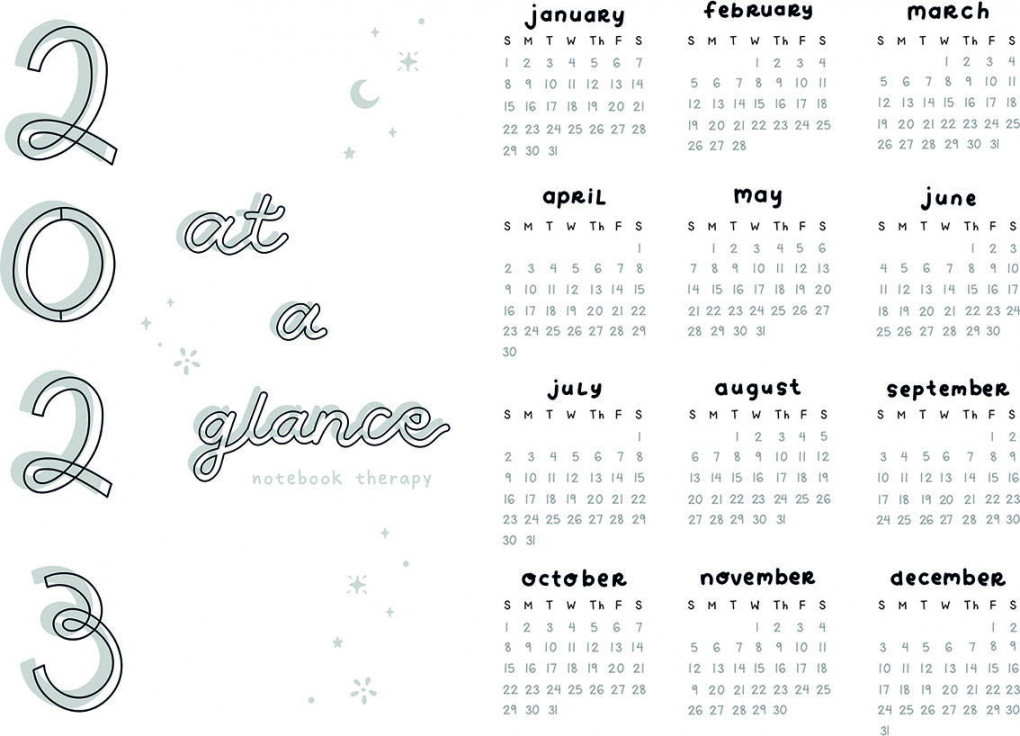 Year at a Glance Free Bullet Journal Printable