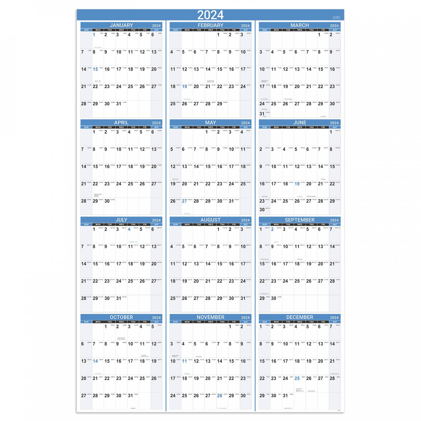 Yearly Wall Calendar - Yearly Wall Calendar ,  Wall Calendar  with Julian Date, From Jan. to Dec., Thick Paper, Vertical,