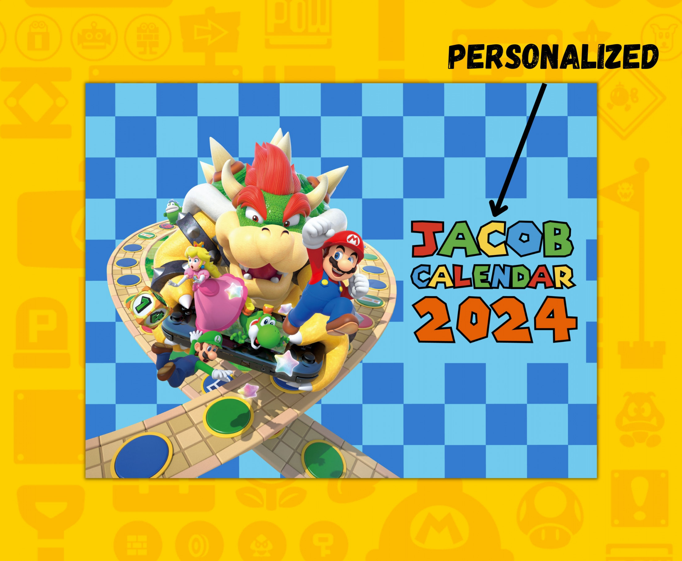 Digital  Super Mario Bros Wall Calendar Nintendo Gamer Gift
