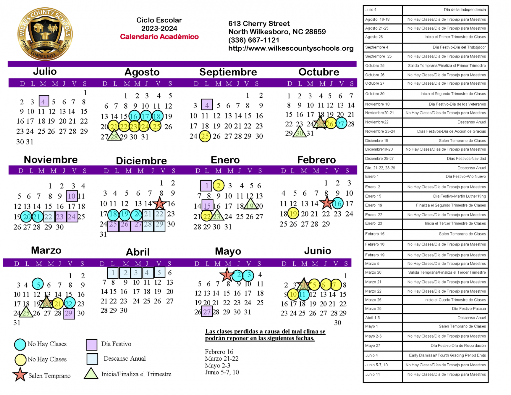 District Calendars – District – Wilkes County Schools