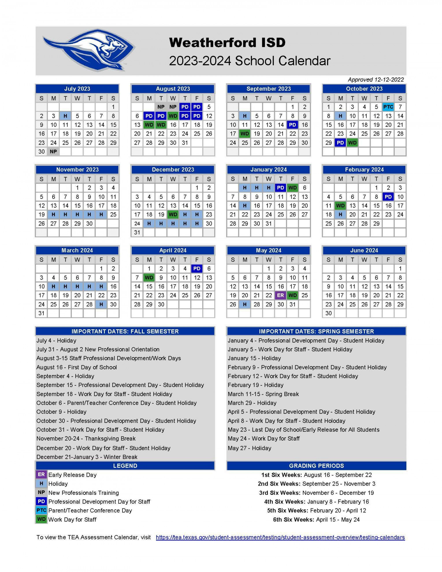 Home – Calendars – Weatherford Independent School District