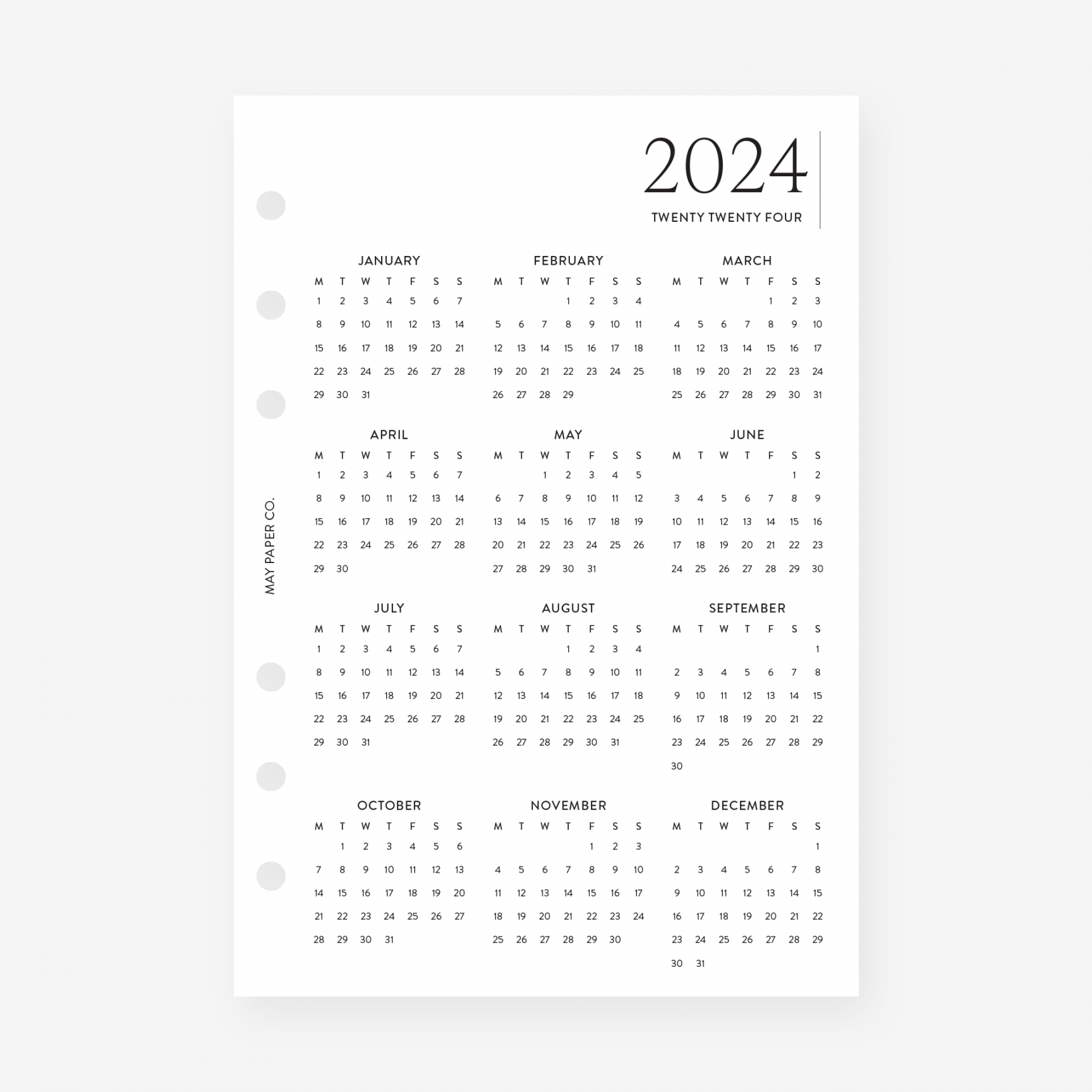 PRINTABLE  Year at a Glance YOP Overview  MAY PAPER CO.