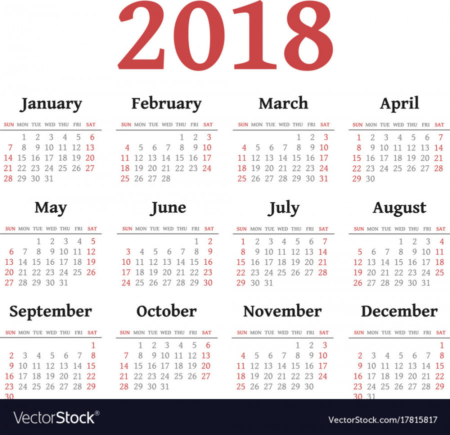 Simple  year calendar Royalty Free Vector Image