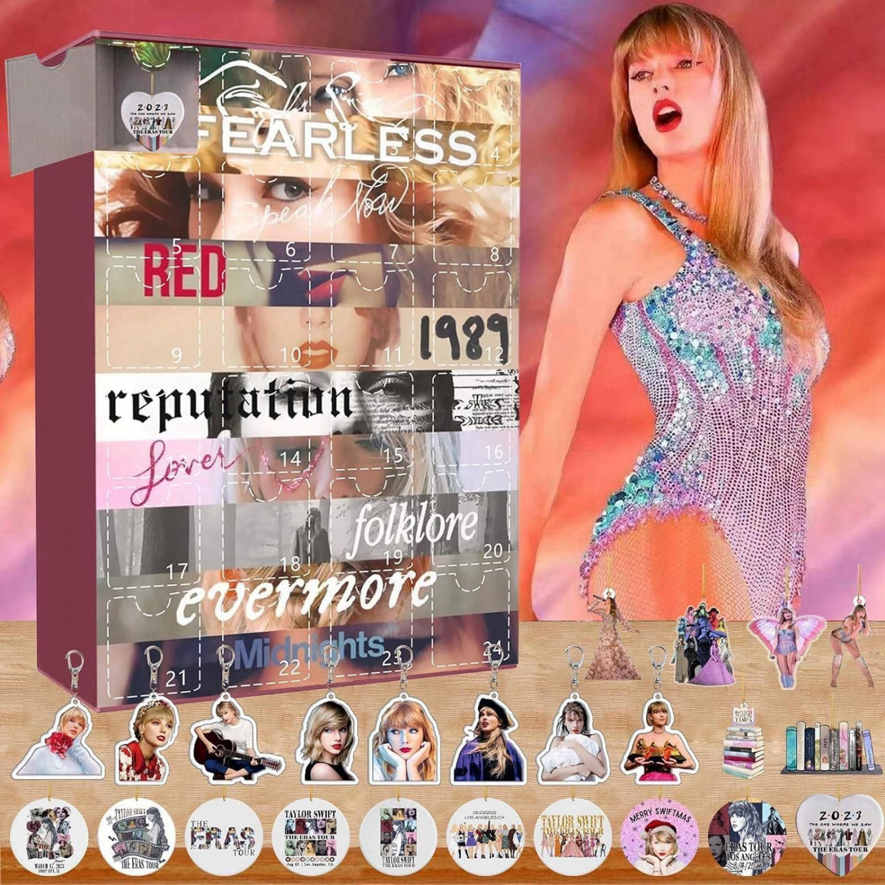 Taylor Swift Merch  Christmas Taylor Swift Advent Calendar Contains   Gifts Christmas Acrylic Decoration Arrival Calendar Christmas Countdown