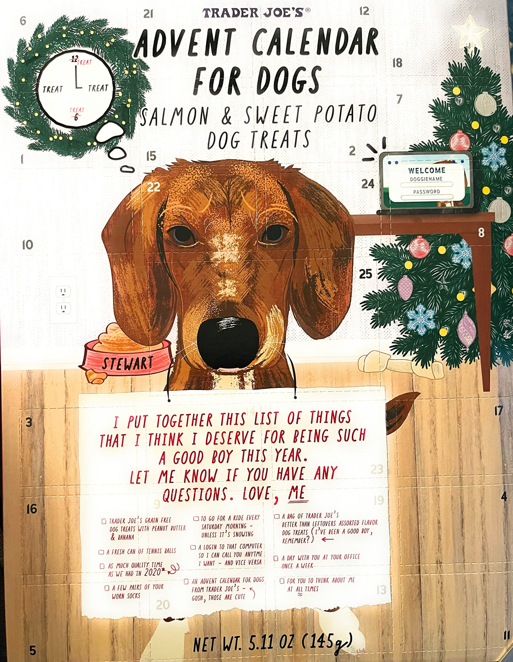 Trader Joes Advent Calendar for Dogs -  Days of Salmon and Sweet Potato  Treats,