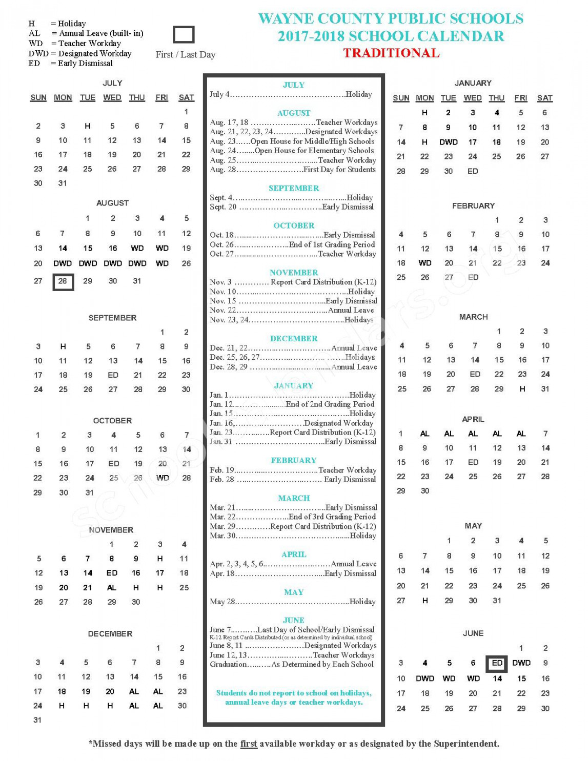 Wayne County Public Schools Calendars – Goldsboro, NC