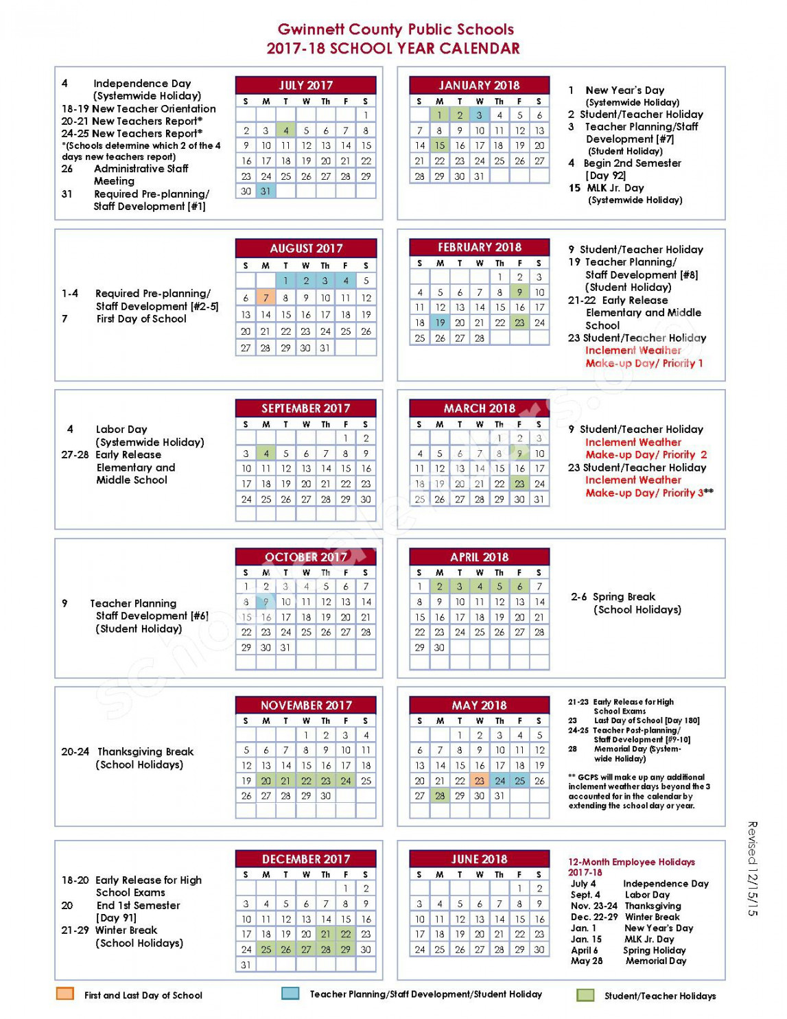 Woodward Mill Elementary School Calendars – Lawrenceville, GA