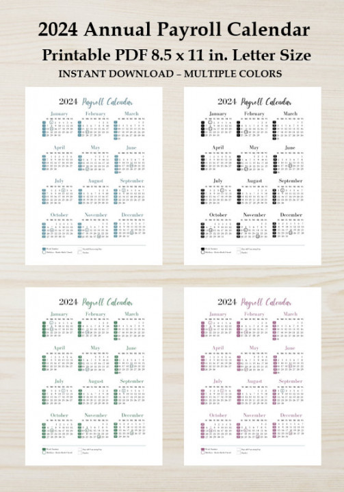 Annual Printable Payroll Calendar, Download Yearly Payroll